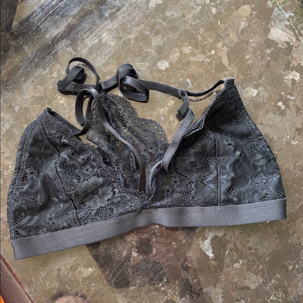 FREE WITH PURCHASE Black Lace Strappy Bralette